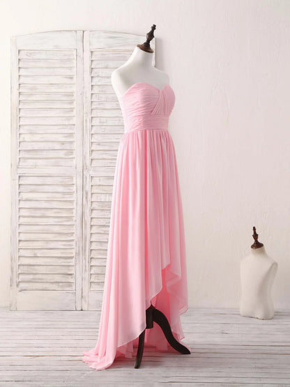 Sweetheart Neck Chiffon High Low Prom Dress Bridesmaid Dress