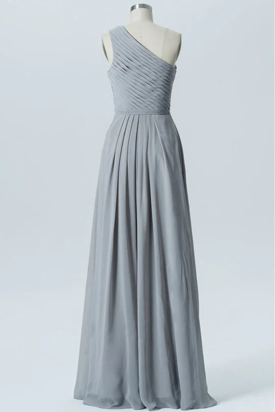Chiffon One-Shoulder Long Bridesmaid Dress