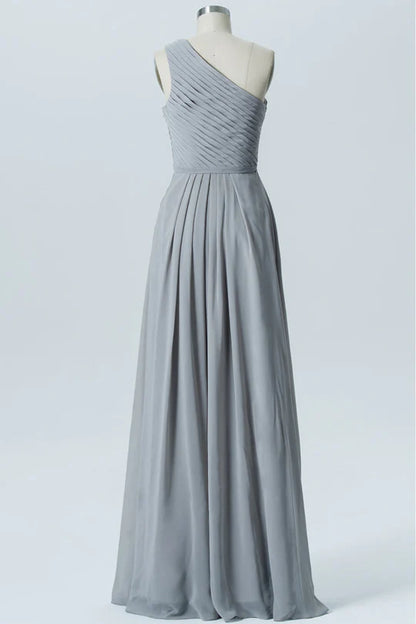 Chiffon One-Shoulder Long Bridesmaid Dress