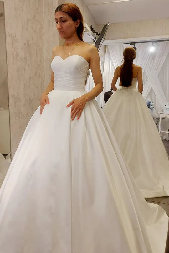 Satin Sweetheart Wedding Dress Bridal Gown