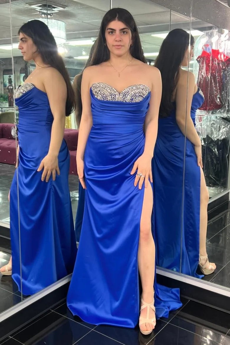 Beaded Sweetheart Mermaid Long Formal Dress with Slit