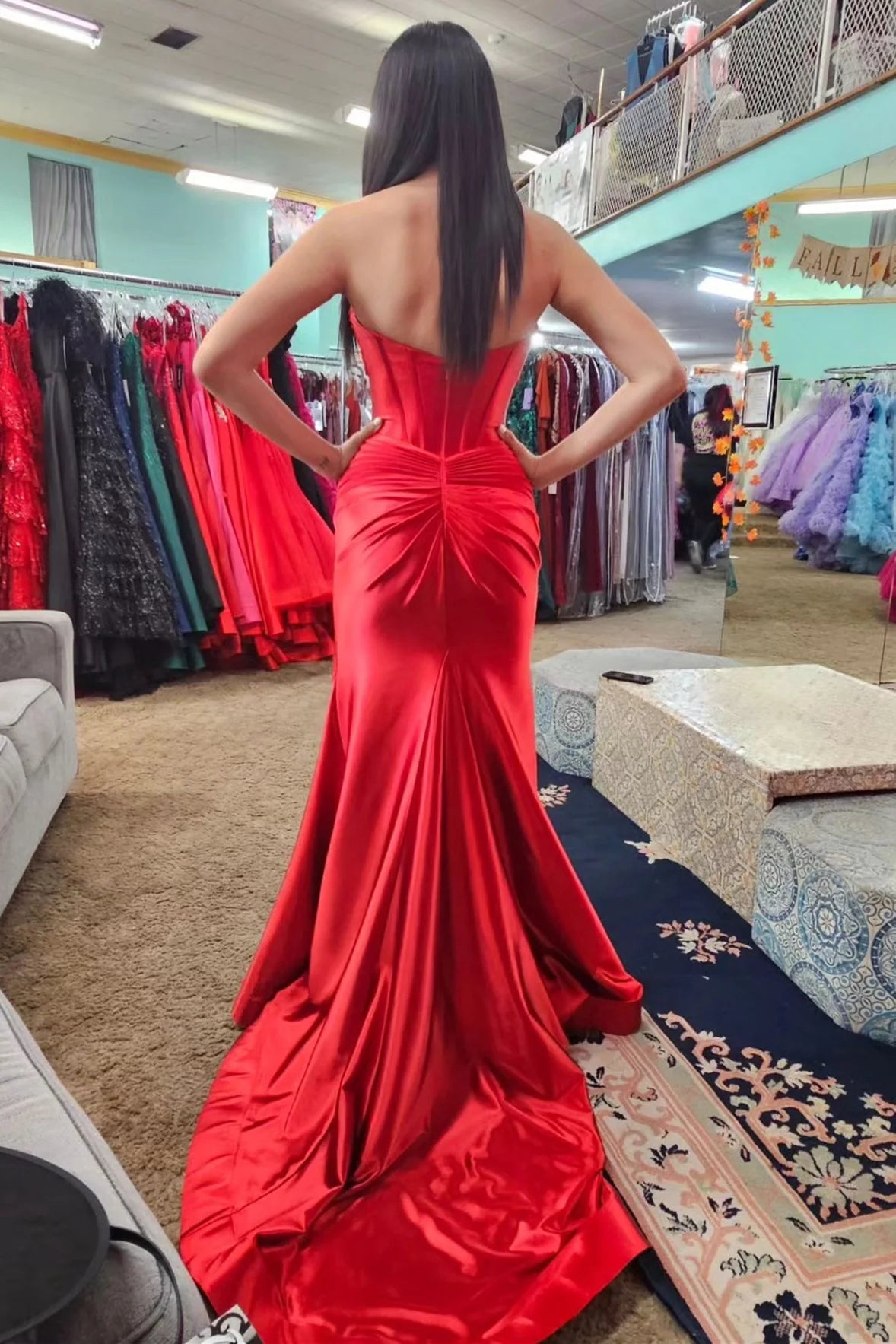 Black Strapless Keyhole Mermaid Long Formal Prom Dress with Slit