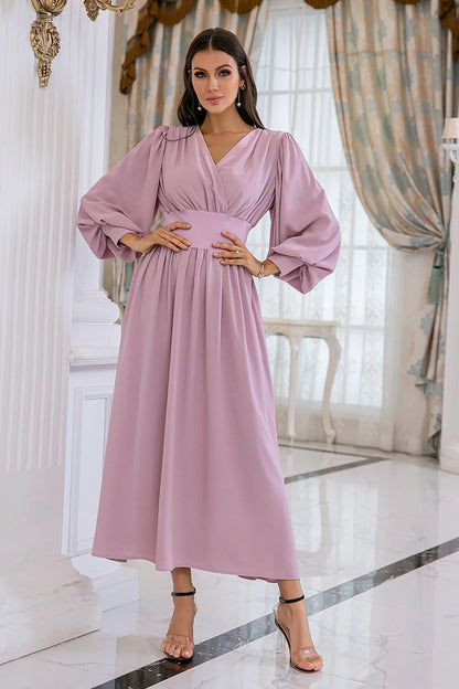 OKBBN Unique Design Long Sleeve V-neck Bridal Mother Dress