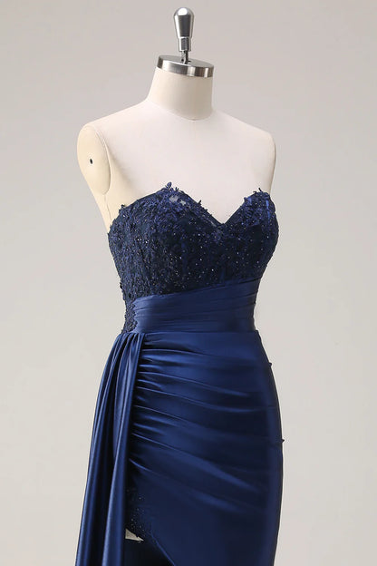 OKBBN Elegant Mermaid Decal Split Long Ball Dress