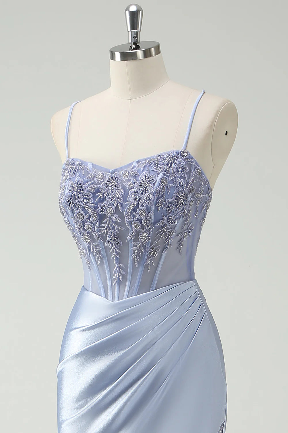 OKBBN mermaid decal slit long evening gown