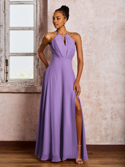 OKBBN backless camisole bow chiffon bridesmaid dress