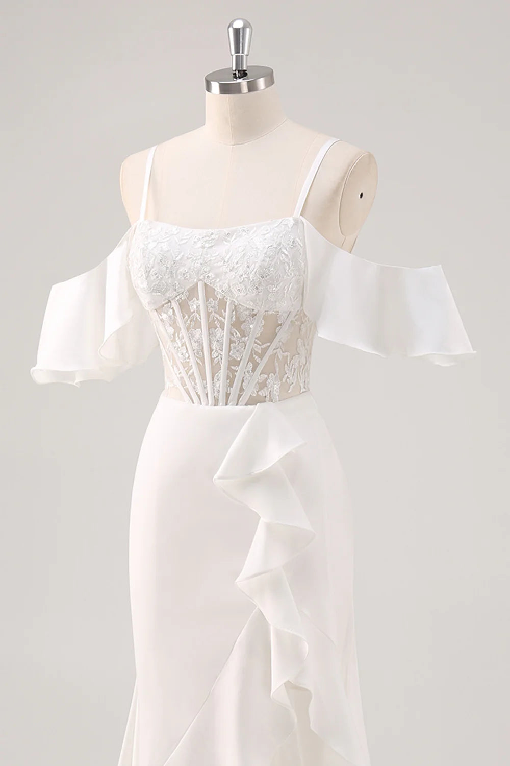 OKBBN Elegant Lace Corset Split Evening Dress