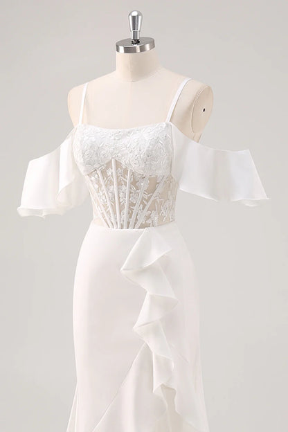 OKBBN Elegant Lace Corset Split Evening Dress