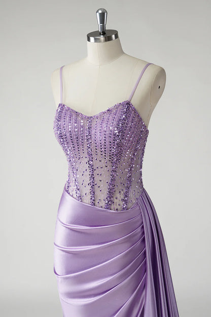 OKBBN Elegant Mermaid Corset Satin Evening Dress