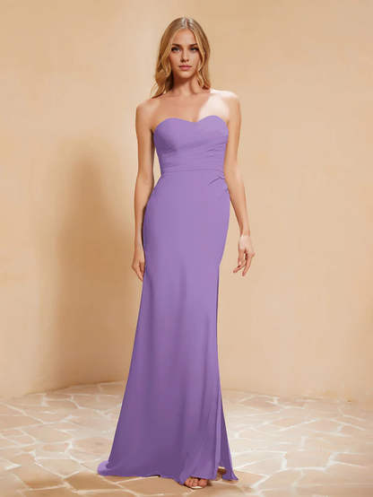 OKBBN Sweetheart Slimming Chiffon Split Bridesmaid Dress