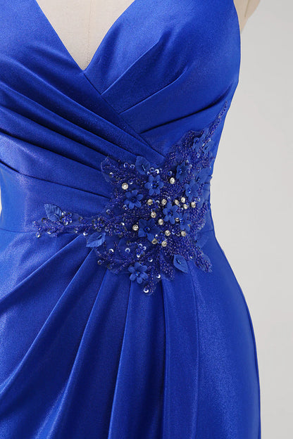 OKBBN Elegant Mermaid V-neck Decal Long Split Ball Dress