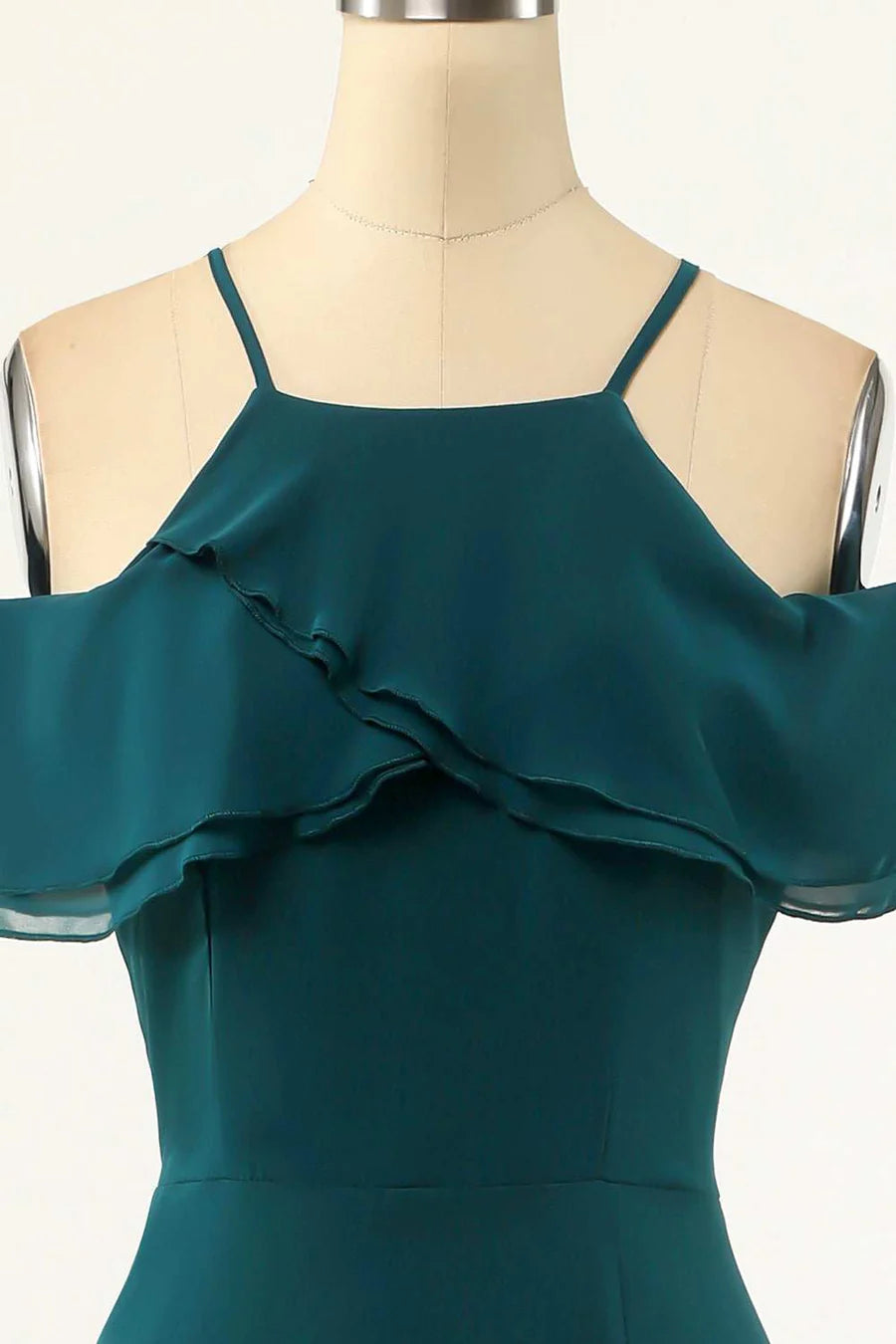 Cold Shoulder Ruffled Bridesmaid Dress