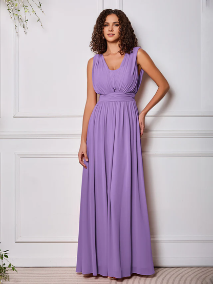 OKBBN elegant chiffon sleeveless backless bridesmaid dress