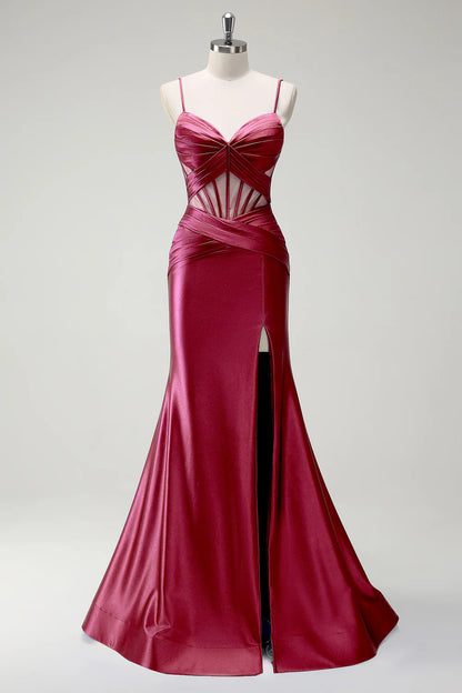 OKBBN mermaid slim shoulder strap long satin sleeveless evening gown