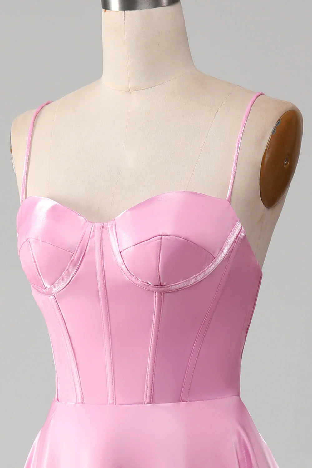 OKBBN A-line thin shoulder strap tight corset long ball dress
