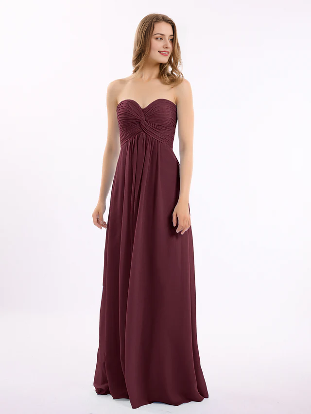 OKBBN off shoulder sleeveless chiffon bridesmaid dress