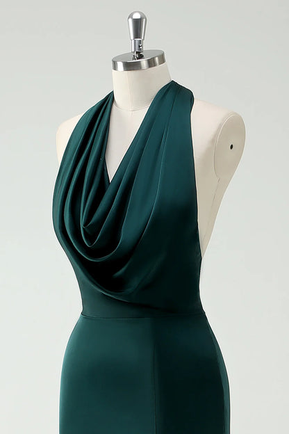 OKBBN backless mermaid long slit bridesmaid dress