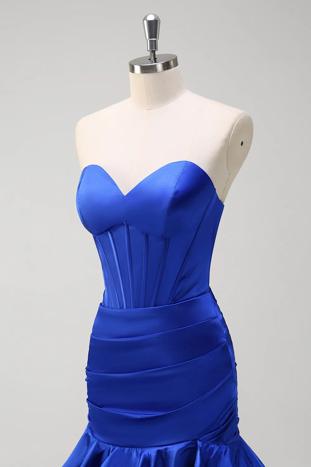 OKBBN off shoulder pleated tight corset layered long ball dress