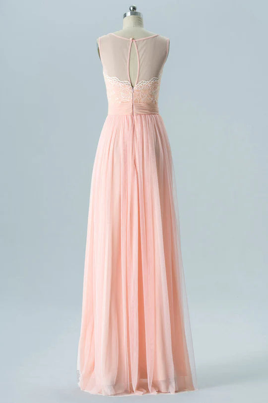 Embroidered Sleeveless Bridesmaid Dress