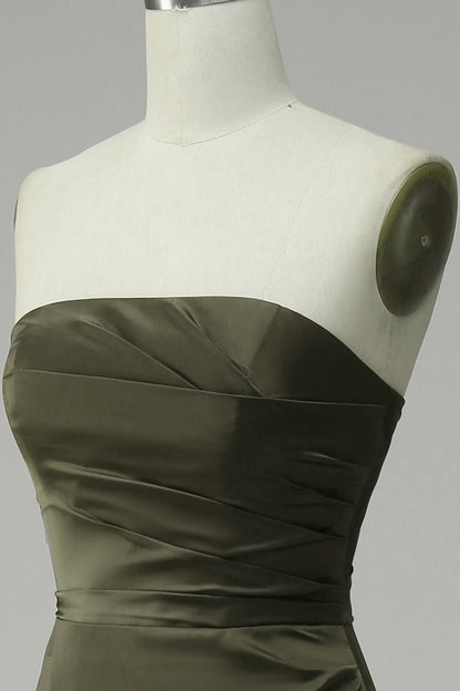 OKBBN off shoulder slit satin evening gown