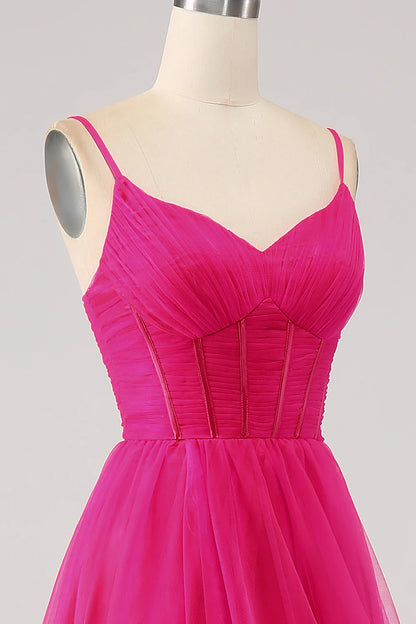 OKBBN A-line slim shoulder strap long tight corset slit dance dress