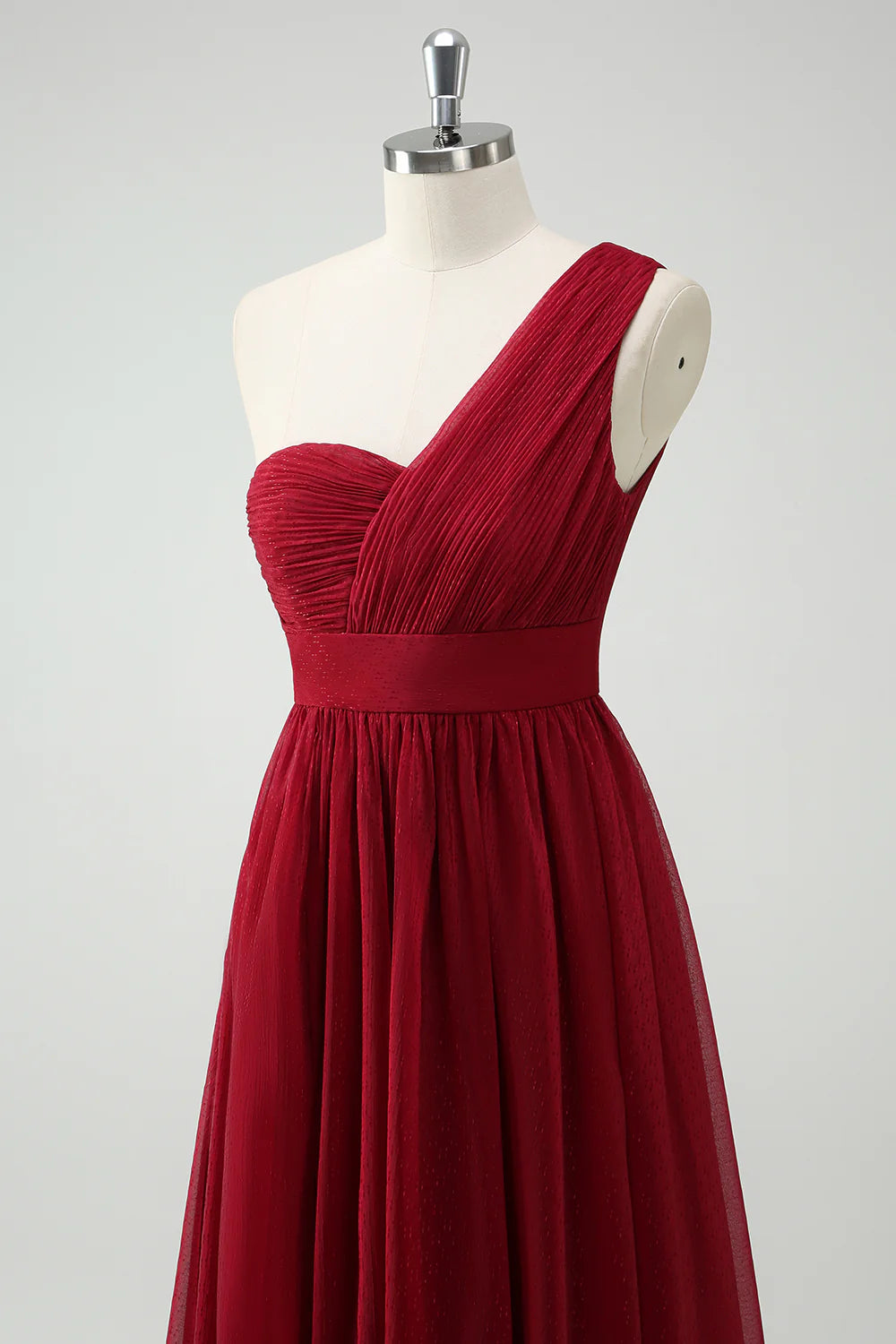 OKBBN Chiffon Single Shoulder Split Long Ball Dress