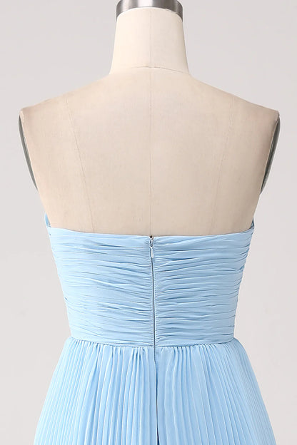 OKBBN Sweetheart pleated strapless long bridesmaid dress