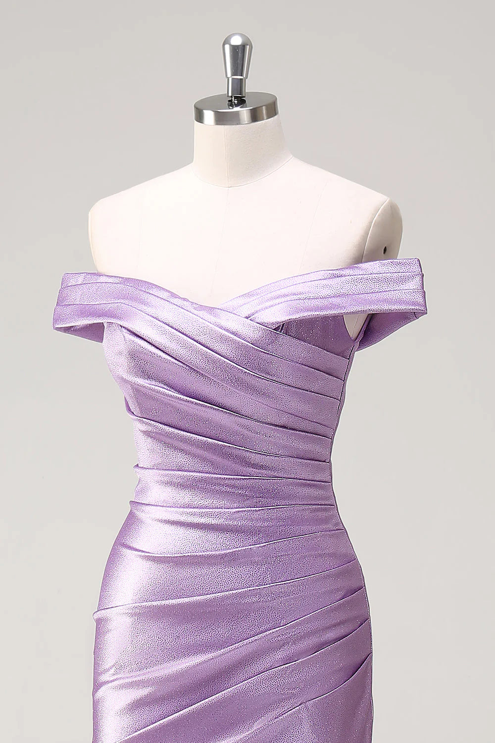 OKBBN mermaid off shoulder pleated long ball dress