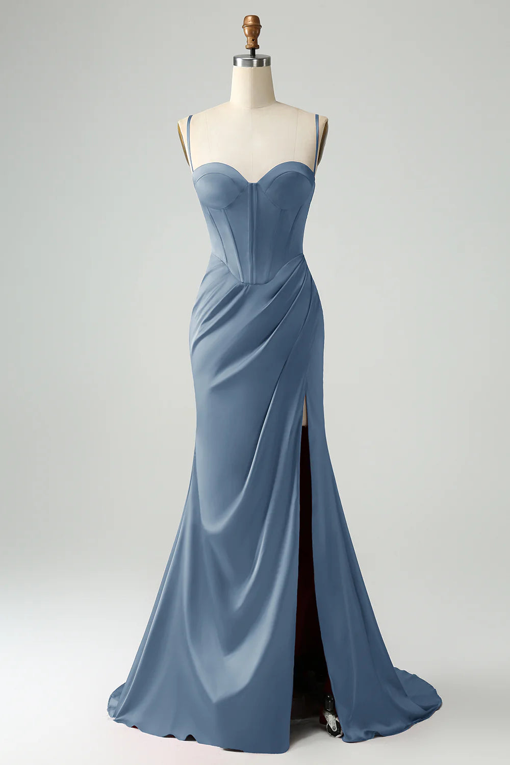 OKBBN mermaid slim shoulder strap pleated slit dance dress