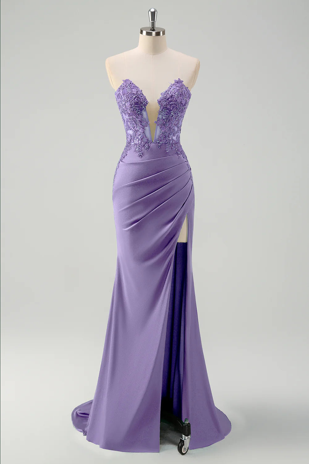 OKBBN mermaid tight corset pleated long slit dance dress