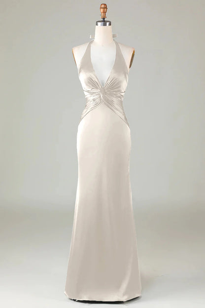 OKBBN Elegant Mermaid Strap Satin Long Evening Dress