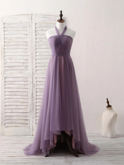 Tulle High Low Long Prom Dress Simple Bridesmaid Dress