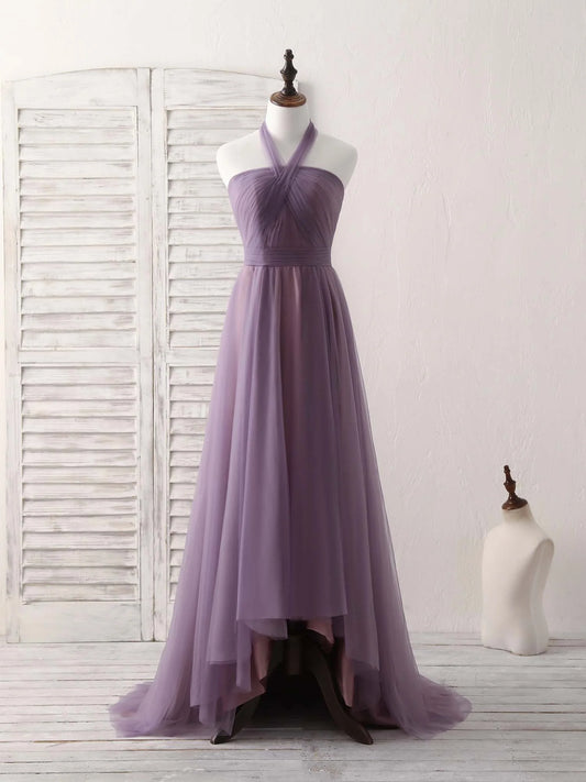 Tulle High Low Long Prom Dress Simple Bridesmaid Dress