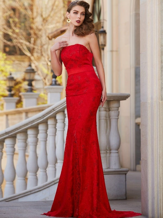 Small slim fit mermaid sleeveless sweeping/brushing train bead satin dress