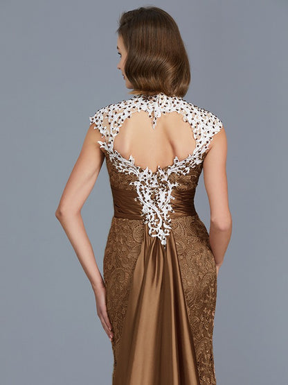 Mermaid Scoop Sleeveless Beaded Lace Floor Sweeping Bride Dress