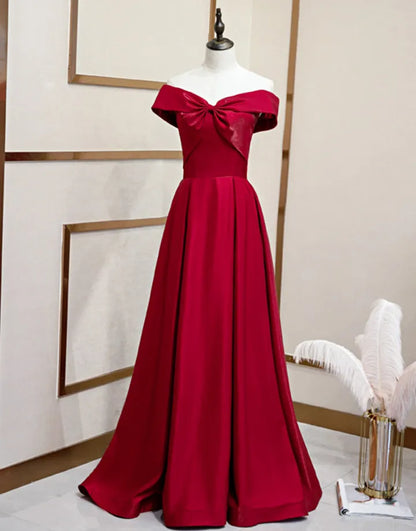 A-line Red Elegant Sexy Off Shoulder Ball Dress