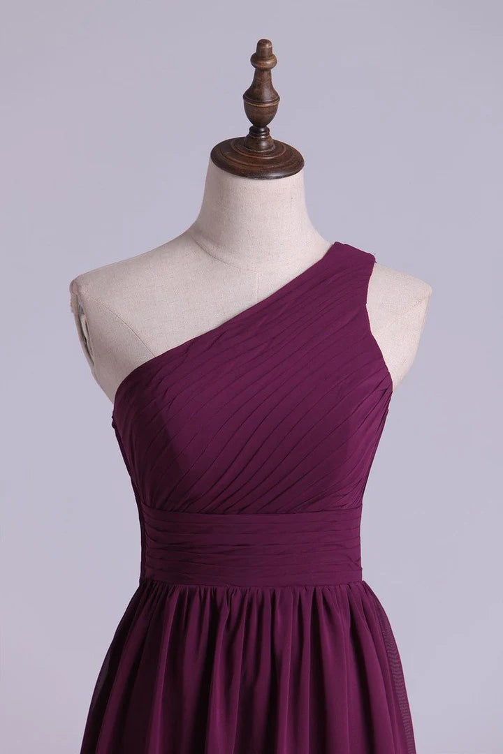 One-Shoulder A-Line Long Maid of Honor Dress
