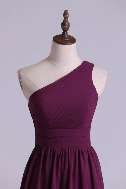 One-Shoulder A-Line Long Maid of Honor Dress