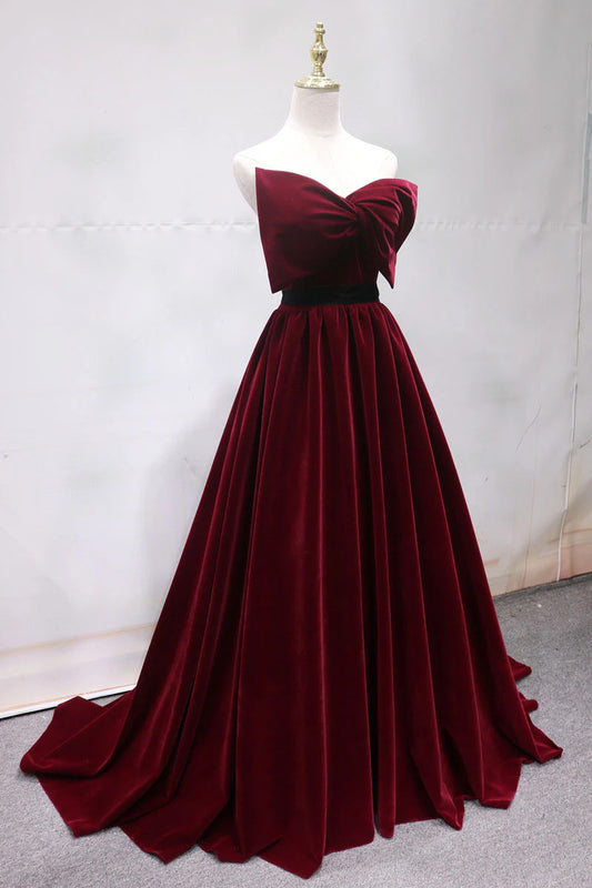 Simple burgundy long prom dressburgundy long prom dress