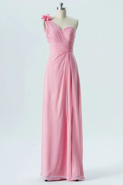 One-Shoulder Flower Bridesmaid Dress