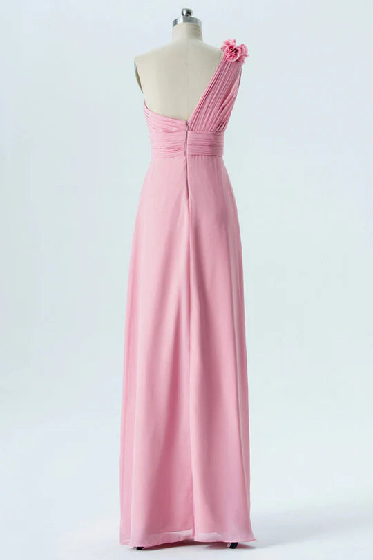 One-Shoulder Flower Bridesmaid Dress
