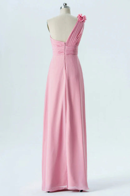 One-Shoulder Flower Bridesmaid Dress