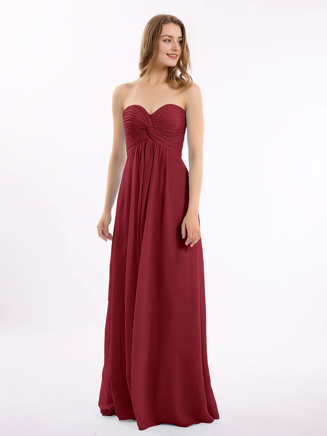 OKBBN off shoulder sleeveless chiffon bridesmaid dress