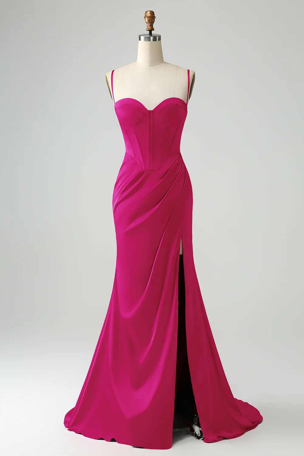 OKBBN mermaid slim shoulder strap pleated slit dance dress