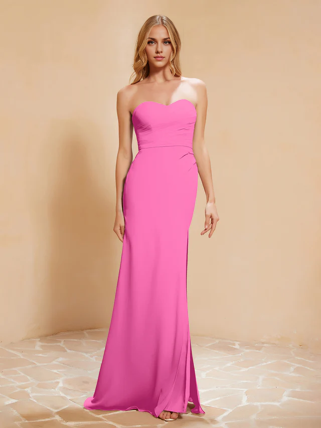 OKBBN Sweetheart Slimming Chiffon Split Bridesmaid Dress