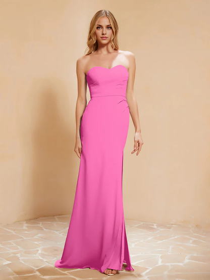 OKBBN Sweetheart Slimming Chiffon Split Bridesmaid Dress
