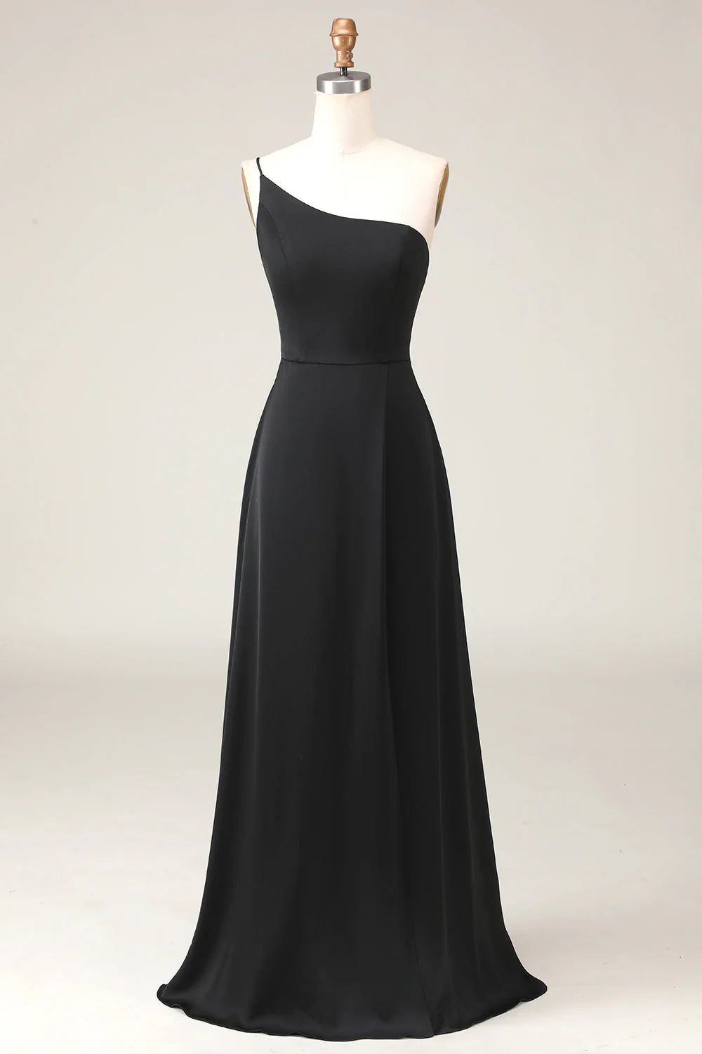 A-Line One Shoulder Floor Length Chiffon Bridesmaid Dress