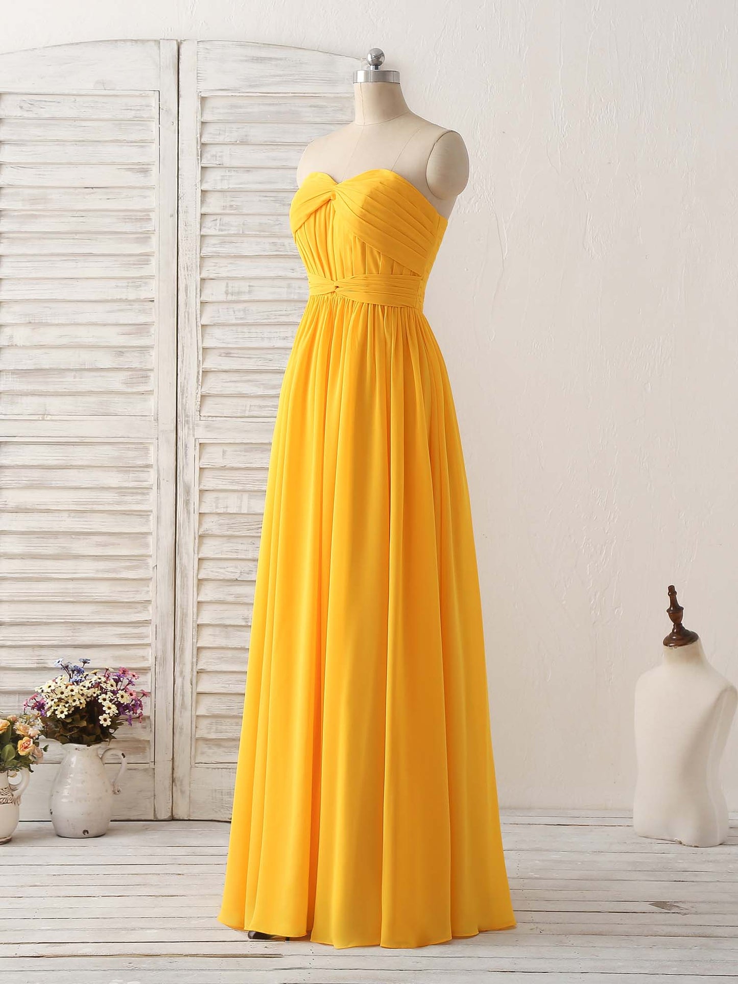 Chiffon Yellow Long Prom Dress Simple Bridesmaid Dress