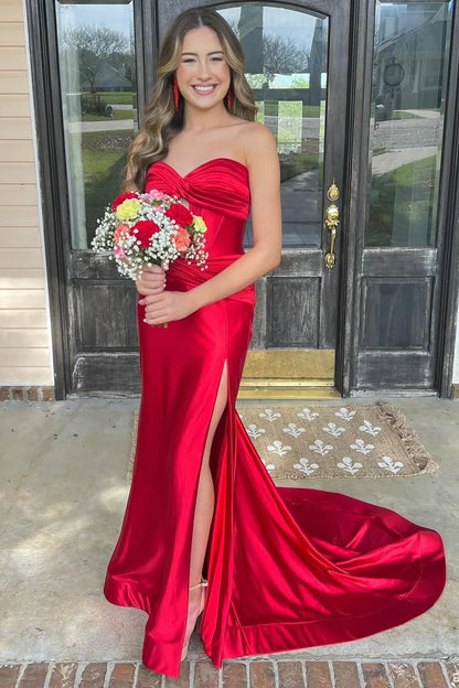 Strapless Keyhole Mermaid Long Dress with Slit