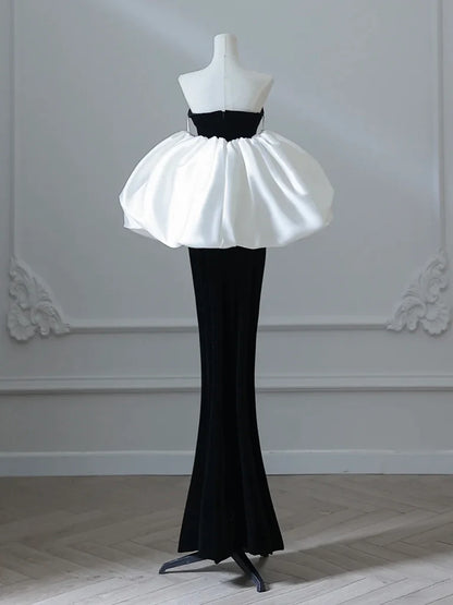 Simple Mermaid Velvet Black Long Evening Dress Black Long Formal Dress
